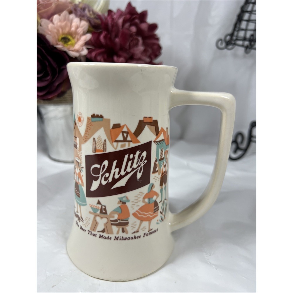 Vintage Schlitz Ceramic Stein Mug The Beer That Made Milwaulkee Famous 5-7/8 in